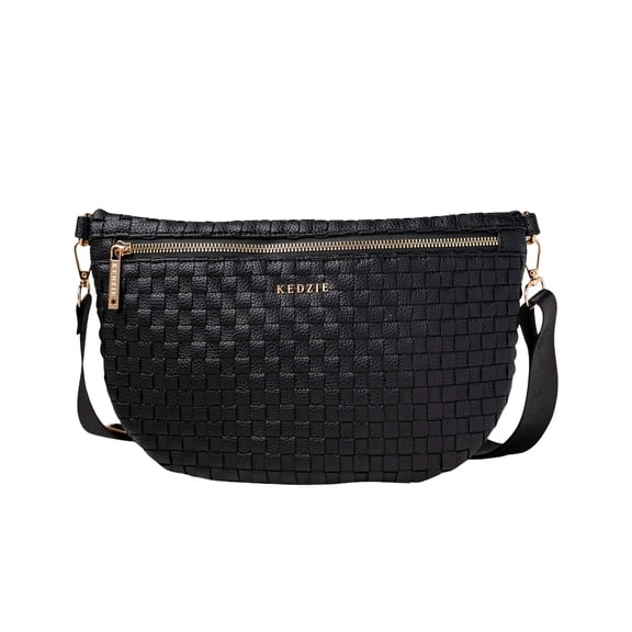 Kedzie Women's Vegan Leather Crossbody Bag with Adjustable Strap, Black
