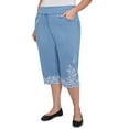 thumbnail image 3 of Alfred Dunner Womens Plus-Size Classic Floral Embroidered Denim Capri, 3 of 4