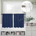 thumbnail image 5 of Kitchen Window Curtains Valance and Tier Set, Navy Blue Plaid Diamond Rod Pocket Tier Curtain Valance Set, Minimalist Style Light Filtering Cafe Curtains for Bedroom Living Room, 5 of 9