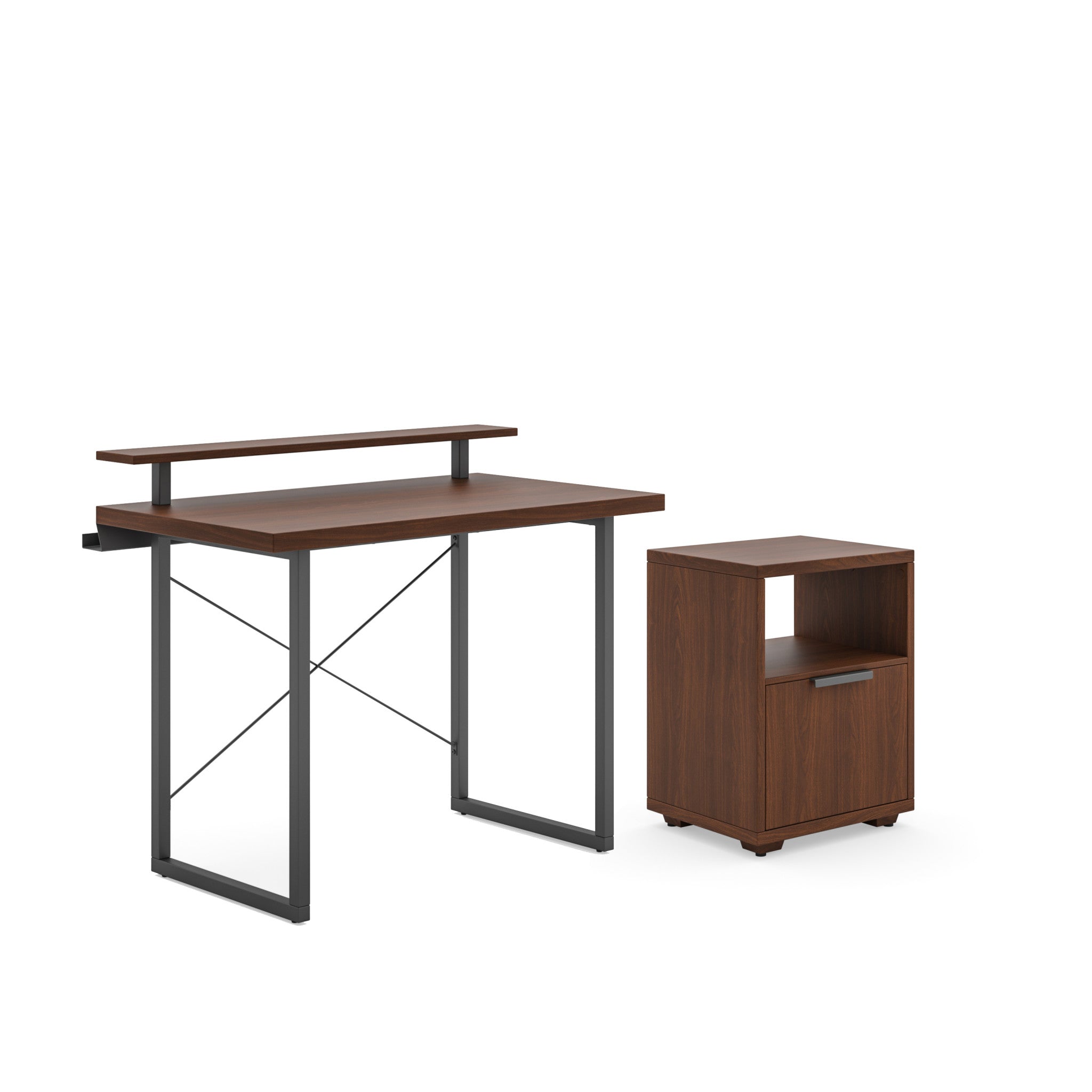 Merge Brown Desk, Monitor Stand and File