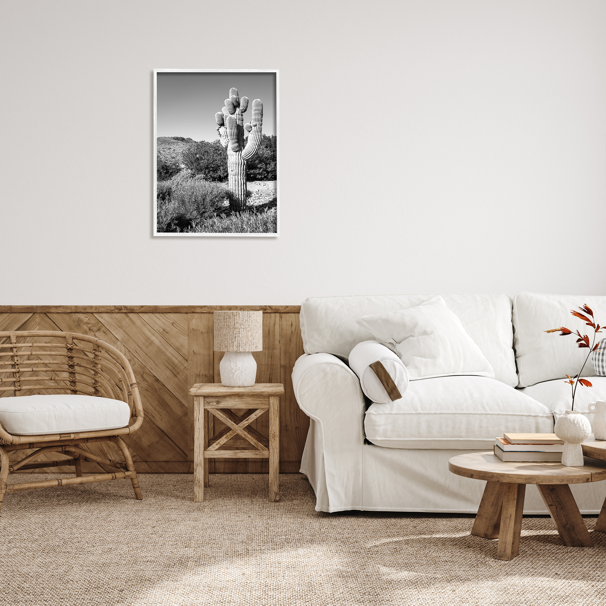 Stupell Indtries Thick Desert Cact Black White Photography Canyon Landscape,24 x 30,Design by Bill Carson Photography