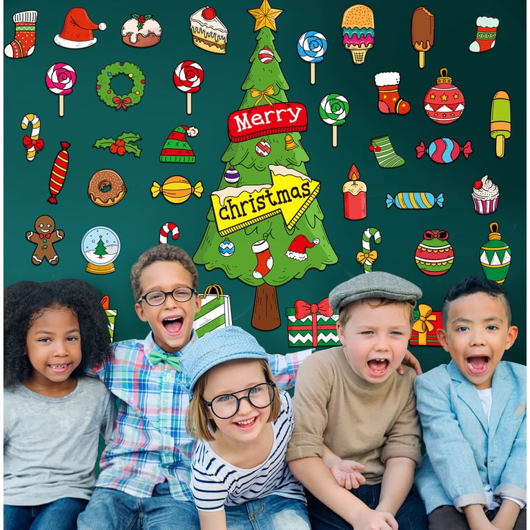 Christmas Bulletin Board Kit – Santa Claus Classroom Decor With Cutouts, Borders, Banners, Merry Christmas Sign