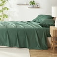 thumbnail image 3 of Virtu Bed Sheets Set, Deep Pocket Rayon Derived Bamboo & Microfiber Cooling 4 Piece Full Sheets sets, Hunter Green, 3 of 7