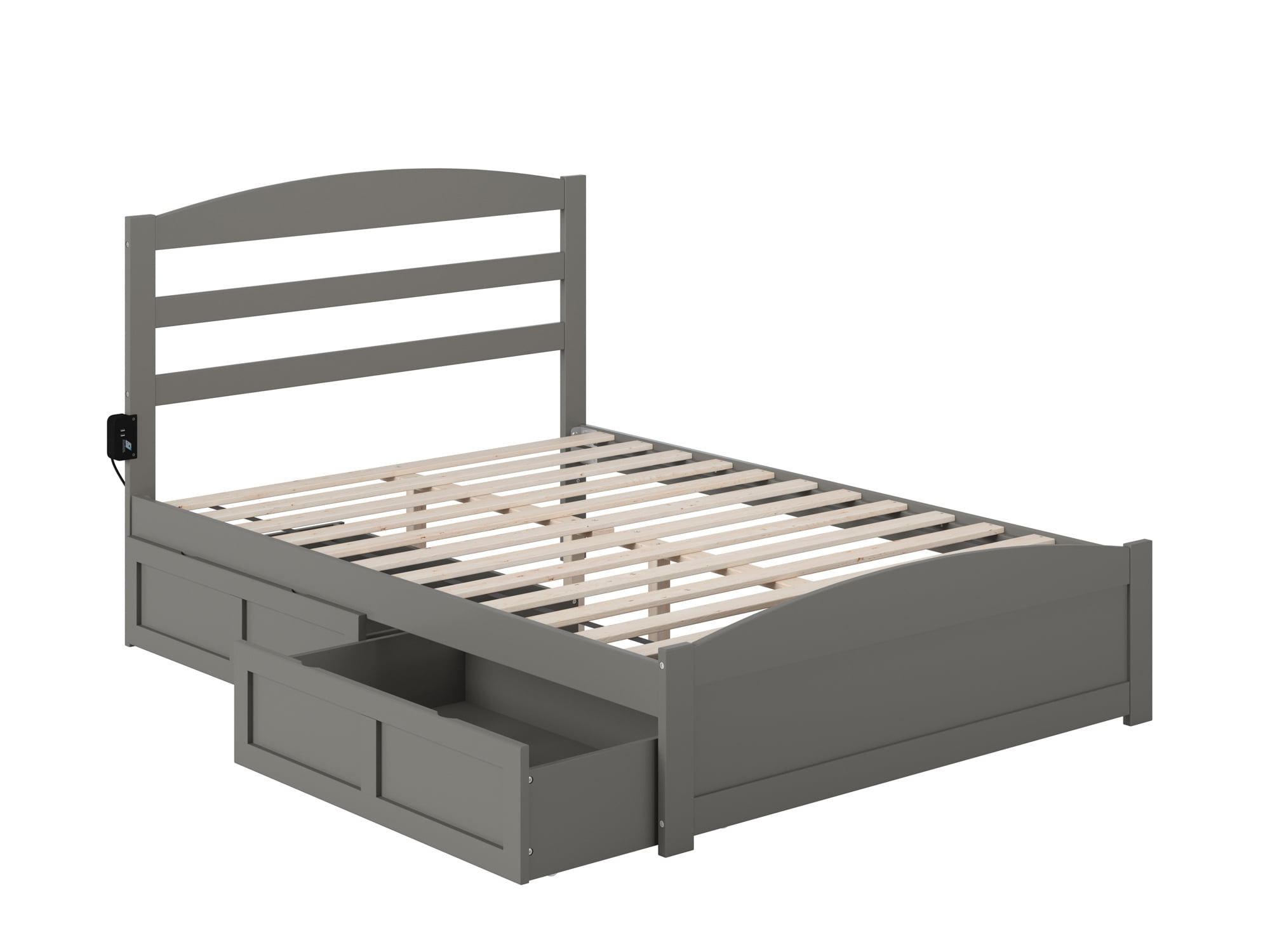 AFI Warren Full Wood Platform Bed with Headboard Footboard & 2 Storage Drawers, Grey