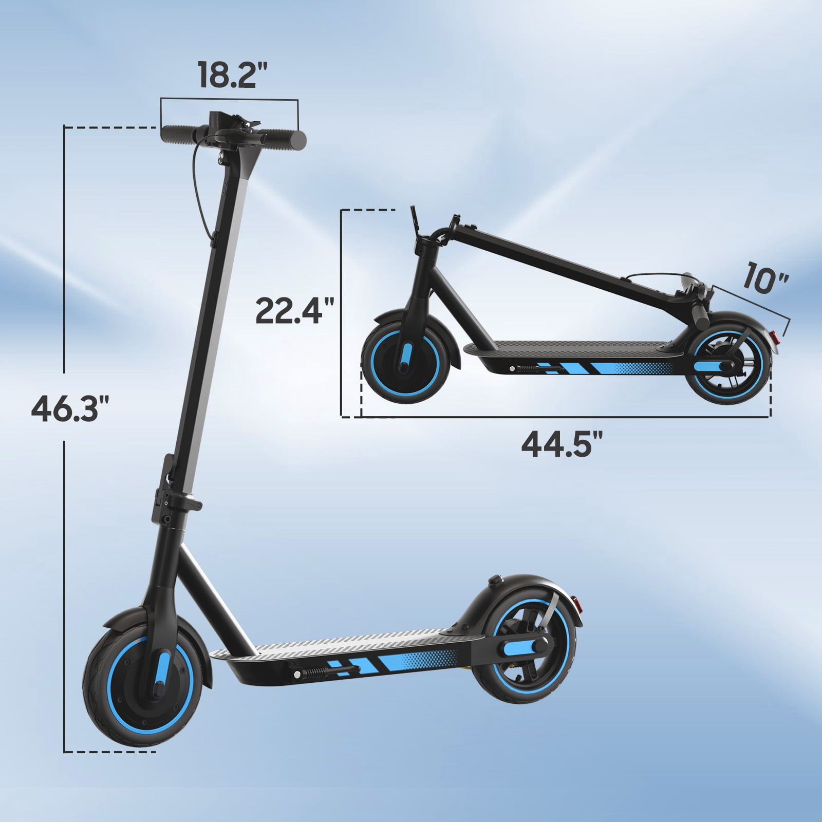 Electric Scooter for Adults, 500W, 25 Miles & 25 MPH Max, 10'' Pneumatic Tires Portable Folding Design，Commuting E-Scooter Blue