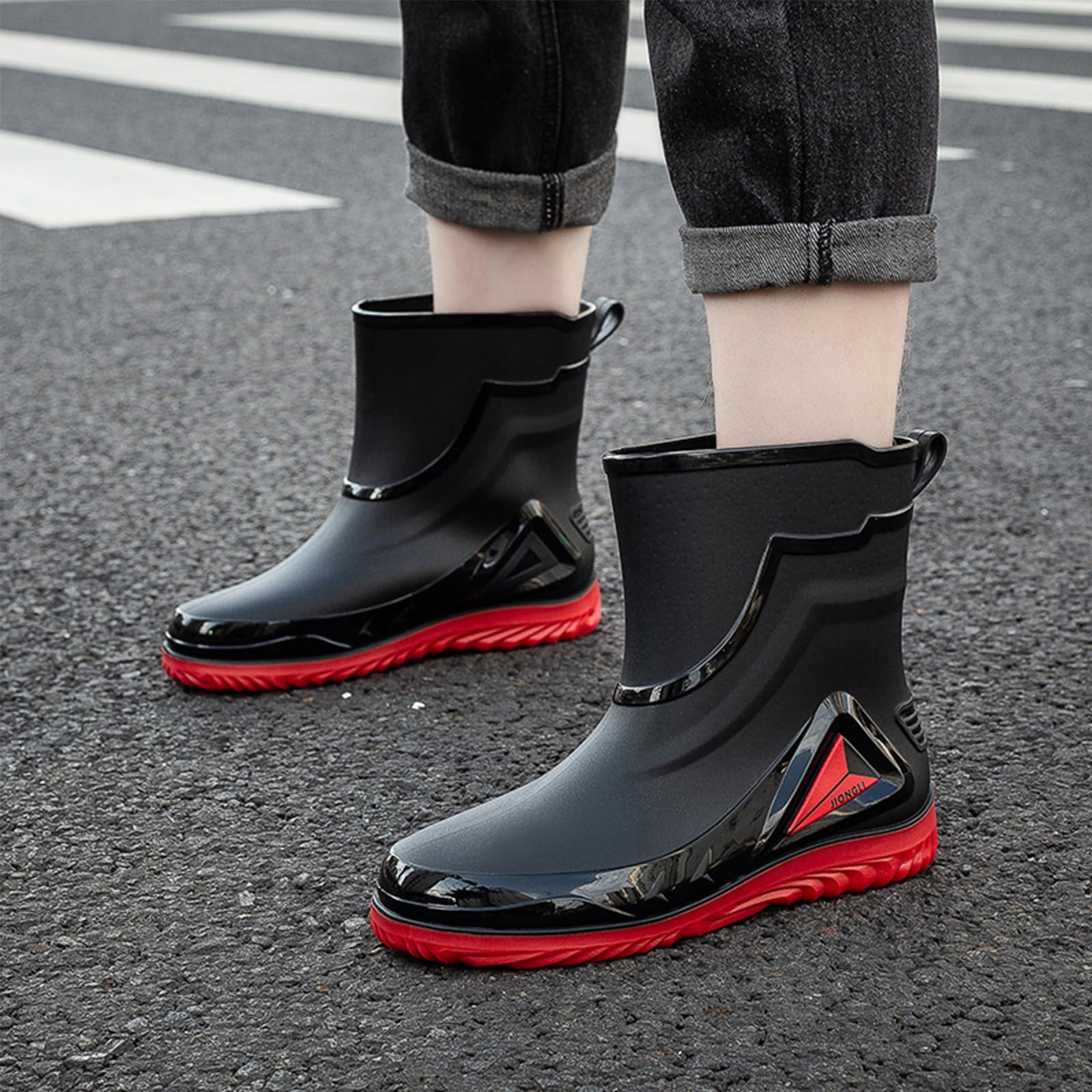 AUXDIQ Men Rain Boots Outdoor Garden Boots Waterproof Ankle Rain Shoes