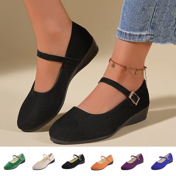Miluxas Women's Mary Jane Flats Comfortable Dressy Ballet Flats Casual Round Toe Slip On office Work Woman Shoes Purple 9.5(43)