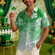 thumbnail image 4 of Ceisia Men's St. Patrick's Day Clover Print Short Sleeve Button-Down Shirt Collection | Ombre Clover Silhouette Print Button-Up Shirt Gifts, 4 of 8