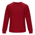 thumbnail image 4 of TFEOQRY Fashionable Men's Round Neck Sweater Long Sleeved Solid Color Pullover Knitted Sweater Tops Red, 4 of 5