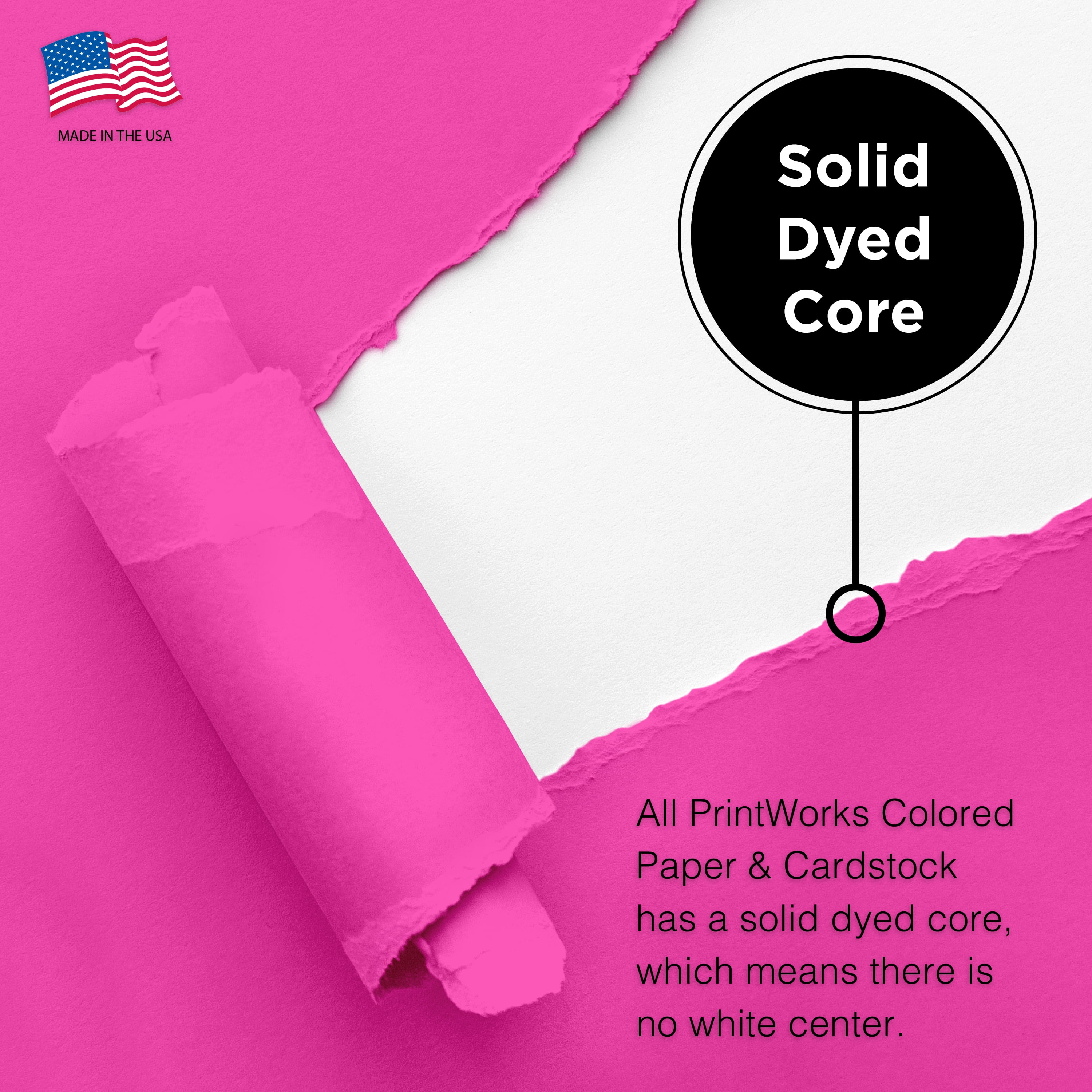 PrintWorks Premium Bright Fuchsia Pink Colored Paper 8.5" x 11" - 24 lb/89 gsm - 2500 Sheets - Made in the USA - FSC® Certified - Acid-Free & Fade-Resistant - Printer Compatible (00100)