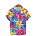 thumbnail image 2 of AHTJRT Men's Oversized Camp Shirt Neon Coconut Prints Vibrant Summer Events Multicolor 3XL, 2 of 5