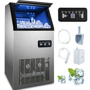 VEVOR 110V Commercial Ice Maker 120lbs/24h with 29lbs Storage 5 x 9 Cubes Stainless Steel Auto Clean for Bar Home Supermarkets Includes Scoop and Connection Hose