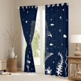 thumbnail image 3 of Manfei Marine Shark Blackout Curtains Set of 2 (38x54 Each), Cartoon Water Plant Living Room Curtains, Midnight Blue, 3 of 6