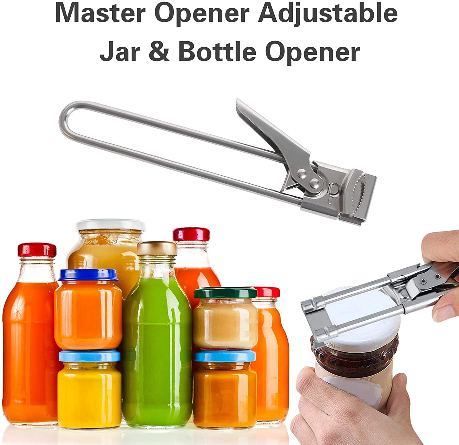 Kitchen Gadget Adjustable Can Jar Opener Kitchenware Multifunctional Bottle Opener Stainless Steel Bottle Opener Master Jar Opener