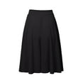 thumbnail image 4 of WTOBBY Women's High Waist Knee Length Elastic Knit A-Line Stretch Flared Casual Midi Skirt, Comfort Fit Work Skirt for Professional Office and Leisure Wear,Black S, 4 of 5
