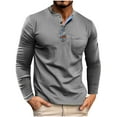 thumbnail image 3 of Bxsruta Shirts for Men, Men's Soft Waffle-Knit Long Sleeve Shirt with Buttoned Chest Pocket, 3 of 7