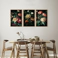 thumbnail image 6 of Dark Floral Canvas Wall Art Set, Framed Vintage Moody Flower Wall Decor, Large Black Botanical Wall Painting, Academia Art Print 3 Piece 24x36 Inches for Living Room, Bedroom, Office, 6 of 6