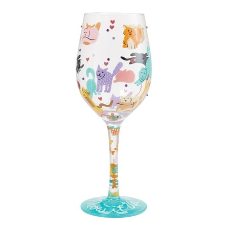 Lolita Meow it Up Hand Painted Wine Glass 15oz