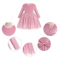 thumbnail image 3 of IBTOM CASTLE Toddler Baby Girls Long Sleeve Velvet Dress Fall Winter Princess Christmas Birthday Party Bowknot Tulle Tutu Dress 3-4 Years Pink, 3 of 8