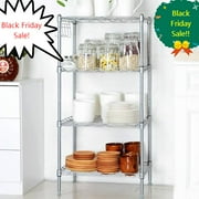 Kitchen Shelving 4 Tier 600lbs Capacity Rack Wire Shelving With Side Hooks For