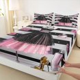 thumbnail image 4 of Castle Fairy Glamorous Sequin Tulle Dress Queen Sheets 4 Pieces,Sparkly Glitter Handbag Queen Sheet Sets,Black Pink Gold,1 Fitted Sheet, 1 Flat Sheet and 2 Pillowcases, 4 of 6