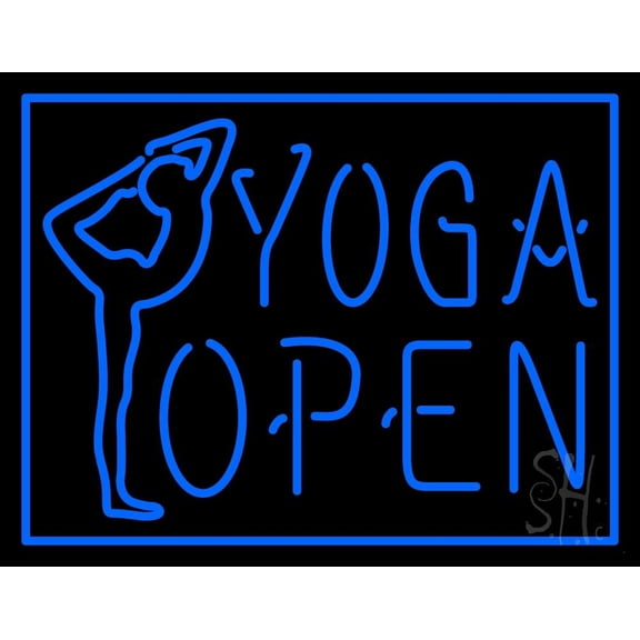 Yoga Open LED Neon Sign 15 x 19 - inches, Black Square Cut Acrylic Backing, with Dimmer - Bright and Premium built indoor LED Neon Sign for Spa interior decor and storefront.