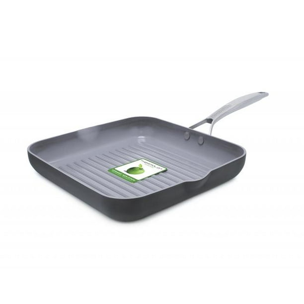 GreenPan Paris Pro 11" Ceramic NonStick Square Grill Pan with Spouts