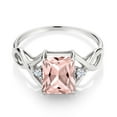 thumbnail image 2 of Gem Stone King 2.03 Ct Peach Simulated Morganite White Created Sapphire 925 Silver Ring (Size 6), 2 of 5