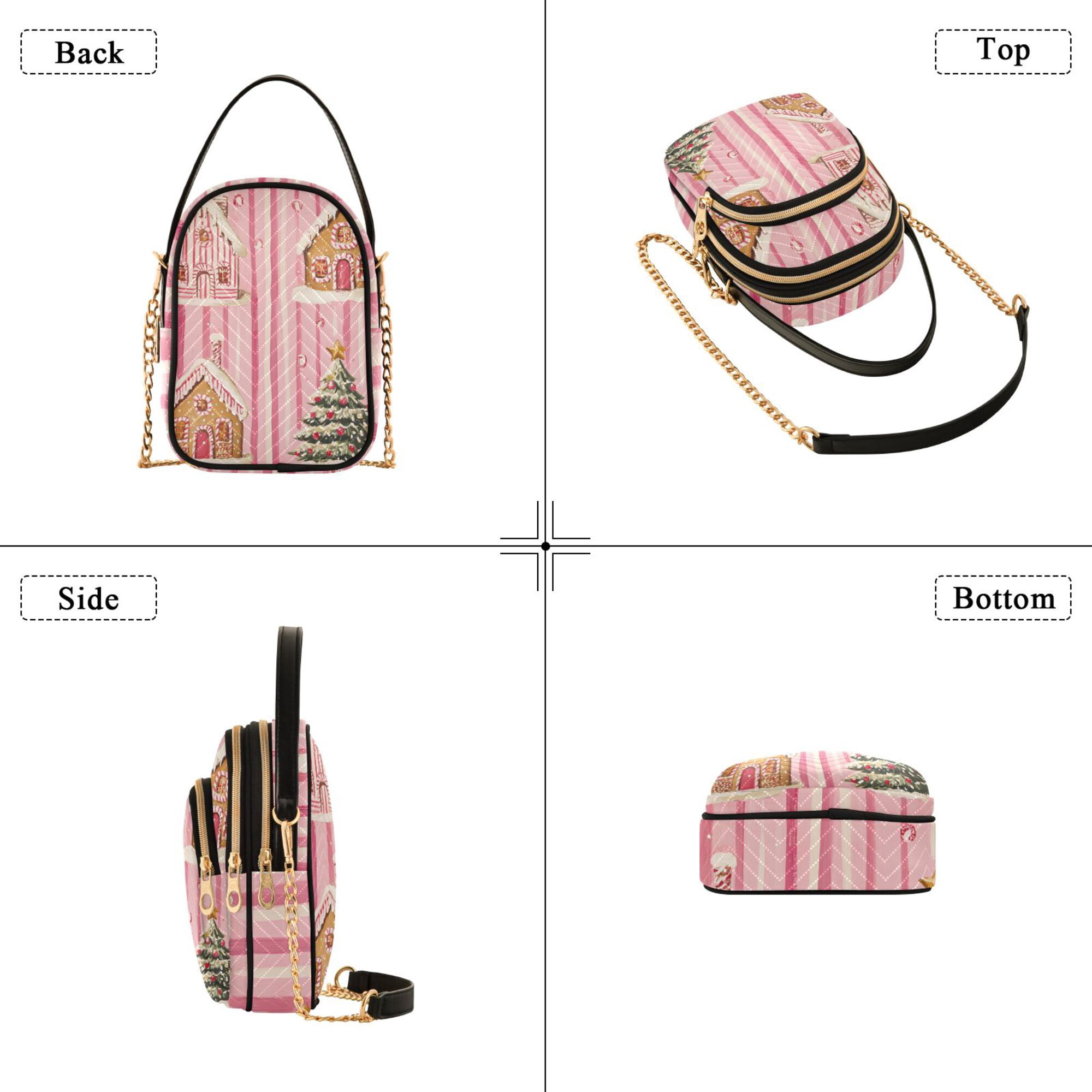 FORMRS Crossbody Bag for Women Quilted Travel Shoulder Cell Phone Purse with Chain Strap Handbag, Gingerbread Houses