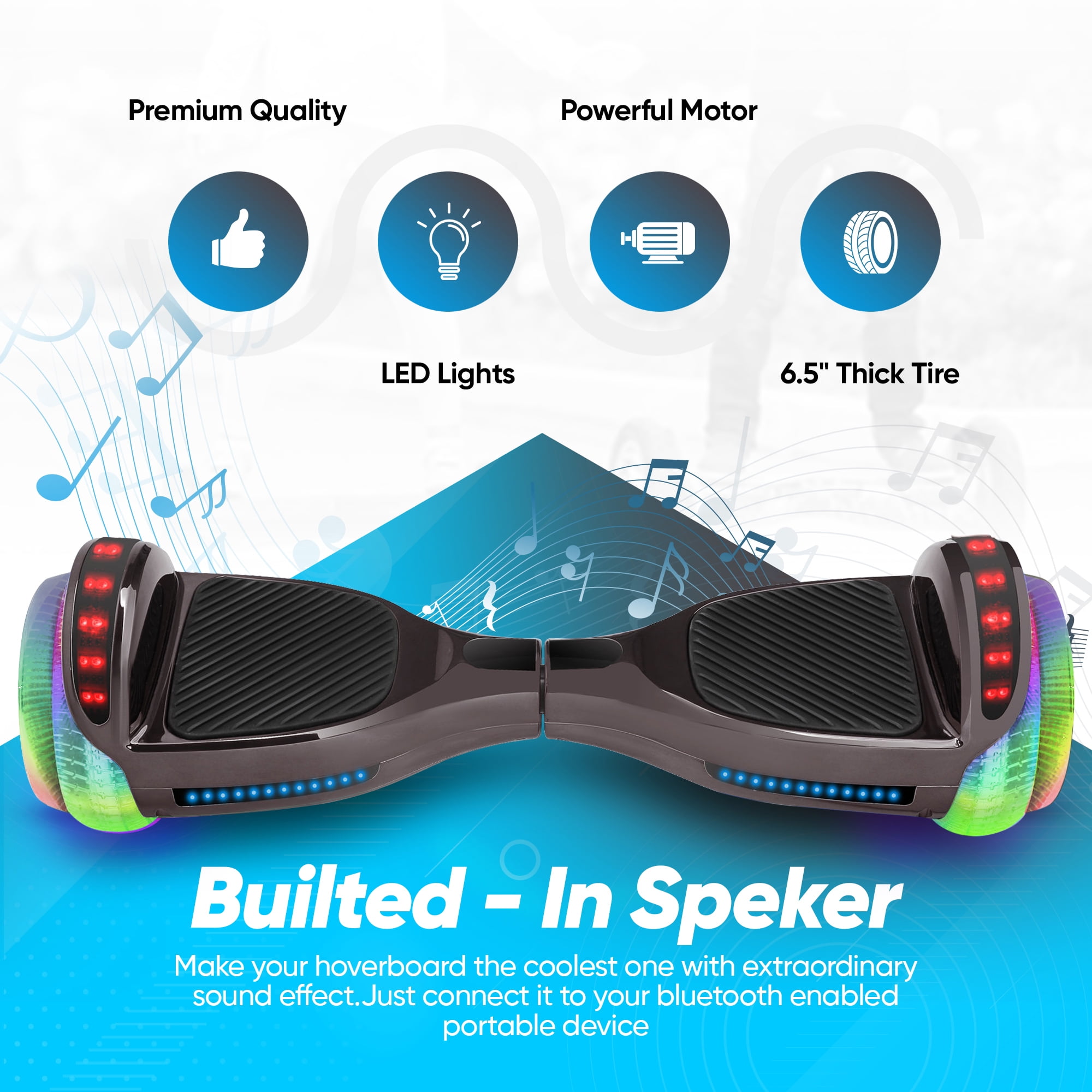 Hoverboard for Kids Ages 6-12 Self Balancing Scooter with Led Lights for  Kids and Adults, 6.5” Wheels Bluetooth Hoverboard with Built-in Speaker, UL  Safety Certified (Red) 