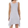thumbnail image 4 of Women Irregular Hem V Neck Sleeveless Solid Color Beach Mini Dress, 4 of 4