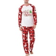 thumbnail image 2 of Christmas Family Pajamas Matching Set, Long Sleeve Letters Print T-shirt with Plaid Pants Sleepwear Loungewear, 2 of 7