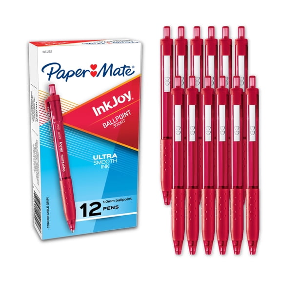 InkJoy 300 RT Retractable Ballpoint Pen Medium 1mm, Red Ink/Barrel, Dozen