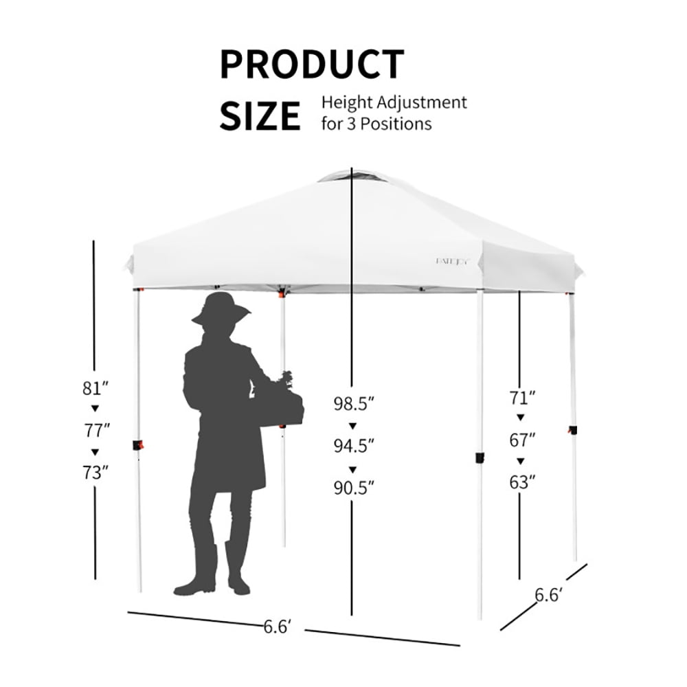 Aimee Lii 6.6 x 6.6 Feet Outdoor Pop Up Camping Canopy Tent with Roller Bag, Backyard Canopy Gazebo, White Aimee Lii 6.6 x 6.6 Feet Outdoor Pop Up Camping Canopy Tent with Roller Bag, Backyard Canopy Gazebo, White