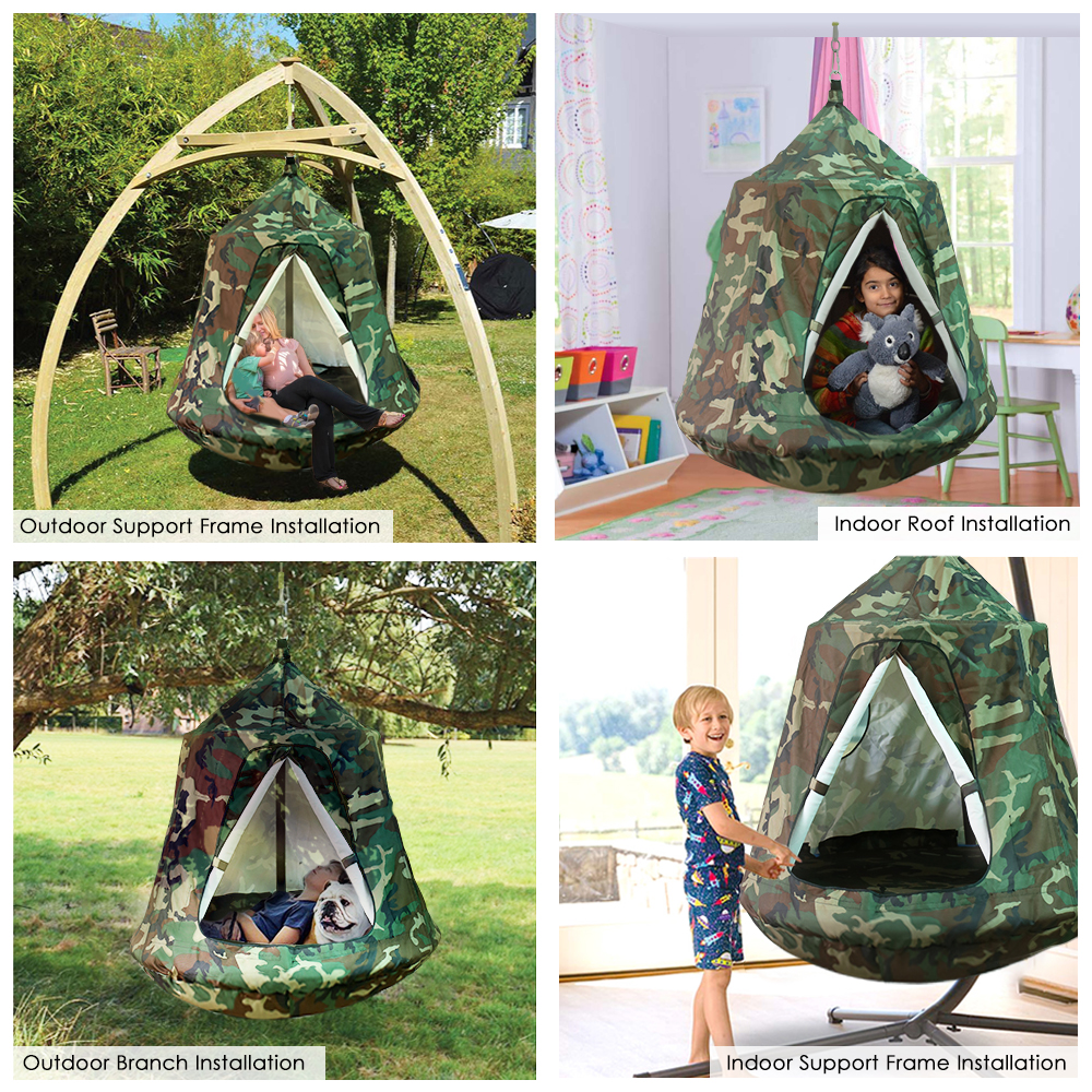 GARTIO Hanging Tree Tent, Kids Playhouse Swing Hanging Tent with LED Lights for Indoor Outdoor - image 5 of 7
