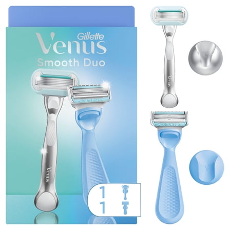Venus for Pubic Hair & Skin Duo Pack, Body Razor and Intimate Razor for Women, Manual Razor, 2 Handles   2 Razor Blade Refills   2 Shower Holders