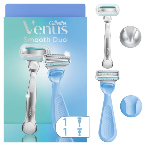 Venus for Pubic Hair & Skin Duo Pack, Body Razor and Intimate Razor for Women, Manual Razor, 2 Handles   2 Razor Blade Refills   2 Shower Holders
