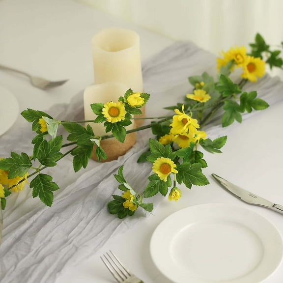 Efavormart 5FT Artificial Yellow Daisy Flower Vine - Magnolia Leaf Spring Garland, Hanging Vines
