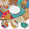 thumbnail image 4 of Boho Floral Print Round Tablecloth with Elastic Hem, 44 Inch Fits 38-42 Inch Tables, Liquid Resistant Vinyl, 4 of 7