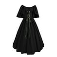 thumbnail image 4 of Rggeeun Women Renaissance Maxi Dress Corset Dress Butterfly Sleeve Off The Shoulder Gothic Clothes Vintage Dress Daily Wear Trendy,Black,L, 4 of 6