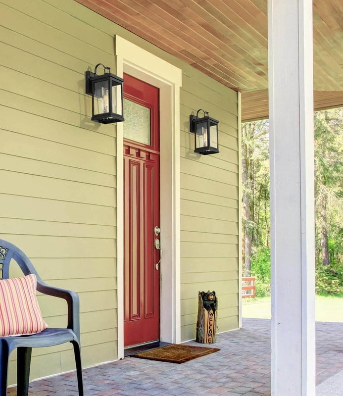 LNC Modern Outdoor Wall Lantern, Black Finish with Clear Glass, Wet Rated, 12.2" H