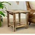 thumbnail image 2 of 24.5"H, 24" Square Acacia Wood Architectural End Table, Natural, 2 of 9