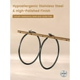 thumbnail image 4 of Hypoallergenic Stainless Steel Hoop Earrings for Women  2mm Thin Lightweight Circle Hoops (30mm,40mm,50mm,60mm,70mm ), 4 of 18
