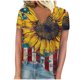 thumbnail image 1 of Mujeres Pantalones Cortos Día de la Independencia Impreso Cuello en V Manga Corta, Casual, 1 of 4