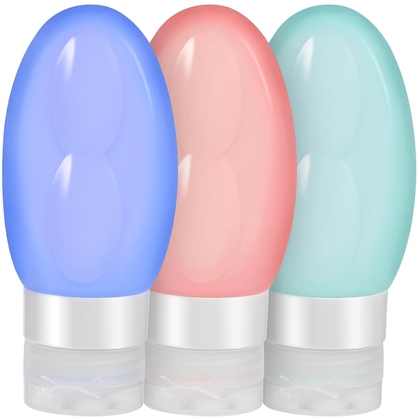 Botellas de viaje de silicona, envases vacíos rellenables para loción, champú y acondicionador, botellas exprimibles, 3 uds.