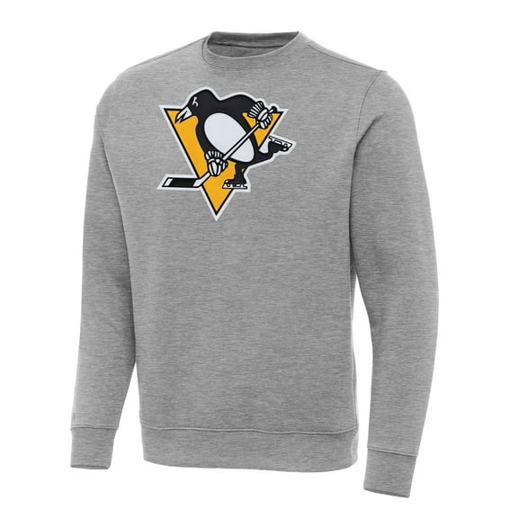 Men's Antigua Heather Gray Pittsburgh Penguins Big & Tall Victory Crewneck Pullover Sweatshirt