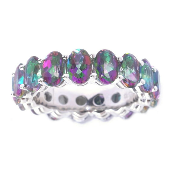 Sterling Silver with Mystic Topaz Eternity Band Ring