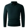 thumbnail image 5 of BiZtdJrK Mens Long Sleeve Polos Shirts with Collar 2 in 1 Tops Solid Color Business Casual Tops, Army Green, XL, 5 of 6