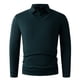 thumbnail image 4 of Blusa y camisa de manga larga con cuello vuelto para hombre, color liso, informal, elástica, deportiva, con botones, blusa de manga larga con cuello vuelto para hombre, tops de poliéster para hombre, 4 of 5