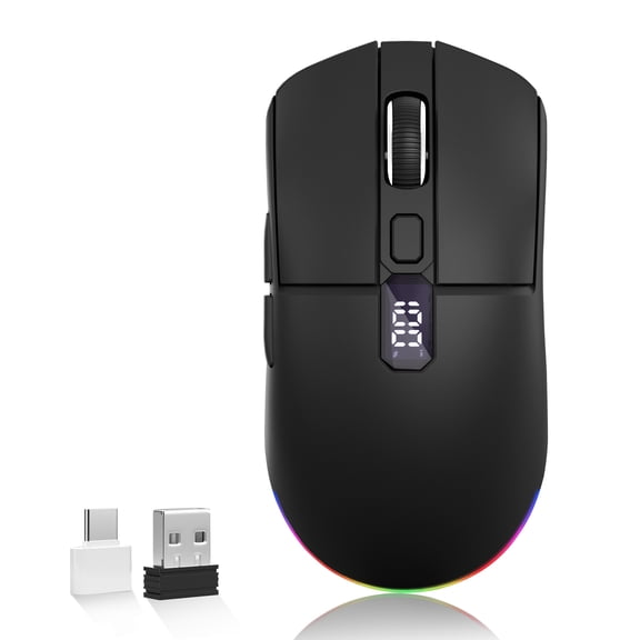 Uciefy Bluetooth Wireless Mouse,(2.4G BT5.0 BT5.1)USB C Rechargeable with LED Screen Display, 2400 DPI Computer mice for Laptop/PC/Mac/iPad-Black